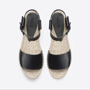 VINCE EDINA BLACK LE LEATHER FLAT PLATFORM